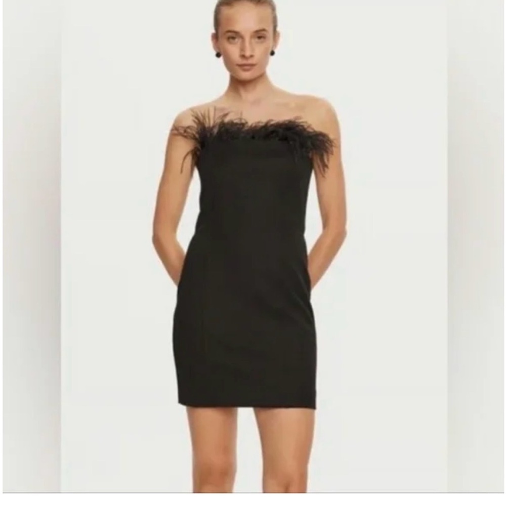 MARELLA Black Dress with Feather Detail